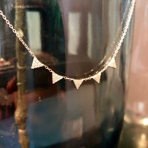 Sterling Pave CZ Diamond Triangle Necklace